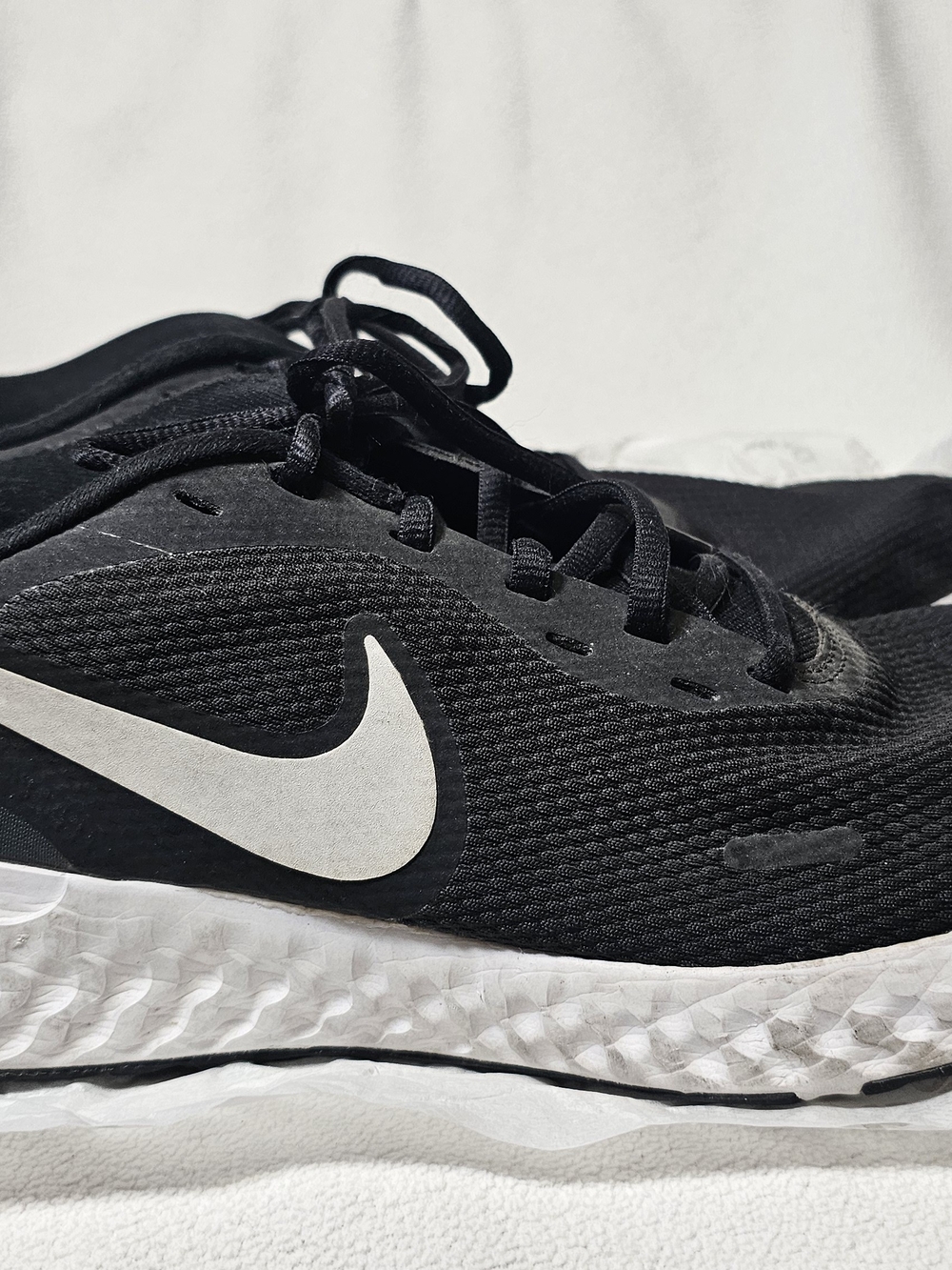 Nike Black Mesh Running Shoes with White Swoosh